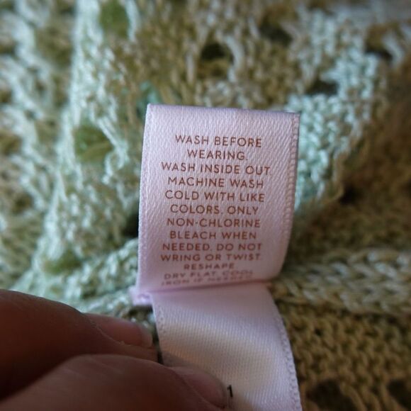 LC Lauren Conrad Multi Pattern Crochet Cropped Sweater - Light Green - M - Picture 15 of 15